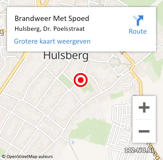 Locatie op kaart van de 112 melding: Brandweer Met Spoed Naar Hulsberg, Dr. Poelsstraat op 18 juli 2021 03:52