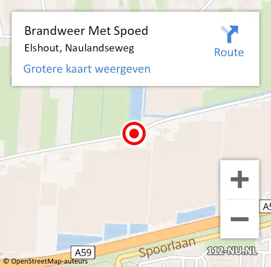 Locatie op kaart van de 112 melding: Brandweer Met Spoed Naar Elshout, Naulandseweg op 18 juli 2021 08:57