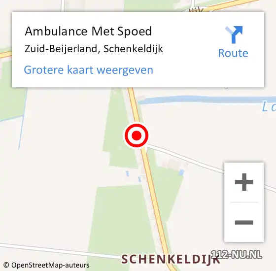 Locatie op kaart van de 112 melding: Ambulance Met Spoed Naar Zuid-Beijerland, Schenkeldijk op 18 juli 2021 09:09