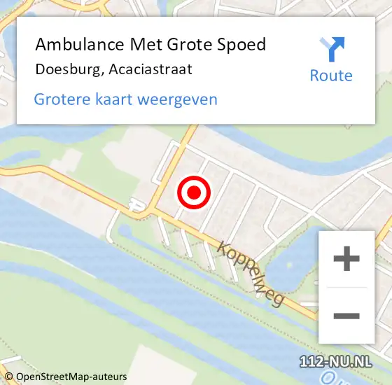 Locatie op kaart van de 112 melding: Ambulance Met Grote Spoed Naar Doesburg, Acaciastraat op 18 juli 2021 12:05