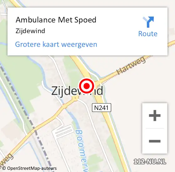 Locatie op kaart van de 112 melding: Ambulance Met Spoed Naar Zijdewind op 18 juli 2021 13:58