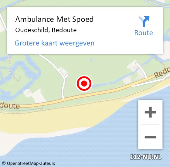 Locatie op kaart van de 112 melding: Ambulance Met Spoed Naar Oudeschild, Redoute op 18 juli 2021 15:27