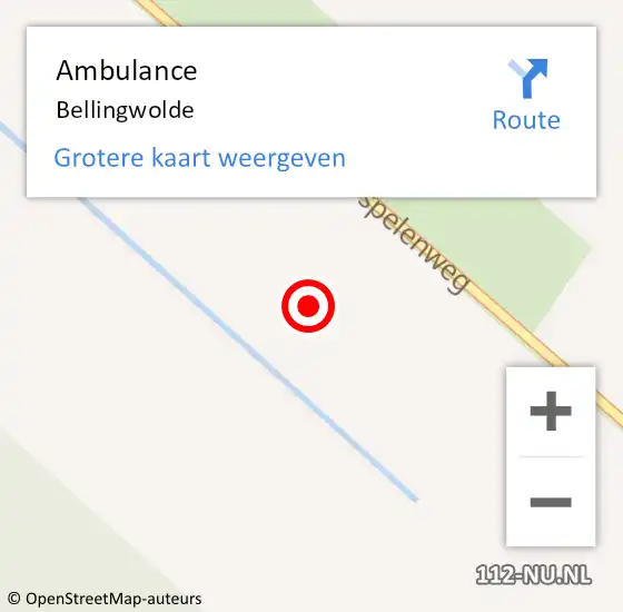 Locatie op kaart van de 112 melding: Ambulance Bellingwolde op 18 juli 2021 16:54