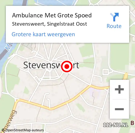 Locatie op kaart van de 112 melding: Ambulance Met Grote Spoed Naar Stevensweert, Singelstraat Oost op 16 juni 2014 21:53