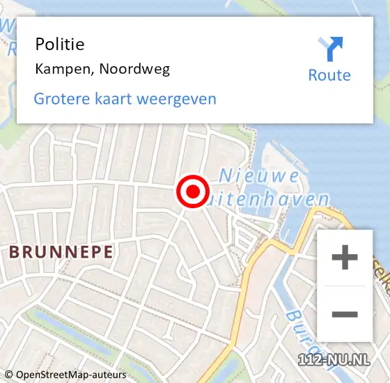 Locatie op kaart van de 112 melding: Politie Kampen, Noordweg op 18 juli 2021 19:58