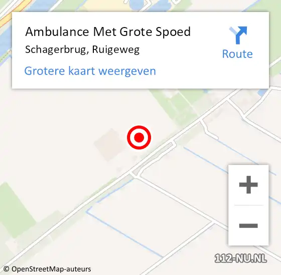 Locatie op kaart van de 112 melding: Ambulance Met Grote Spoed Naar Schagerbrug, Ruigeweg op 18 juli 2021 20:06