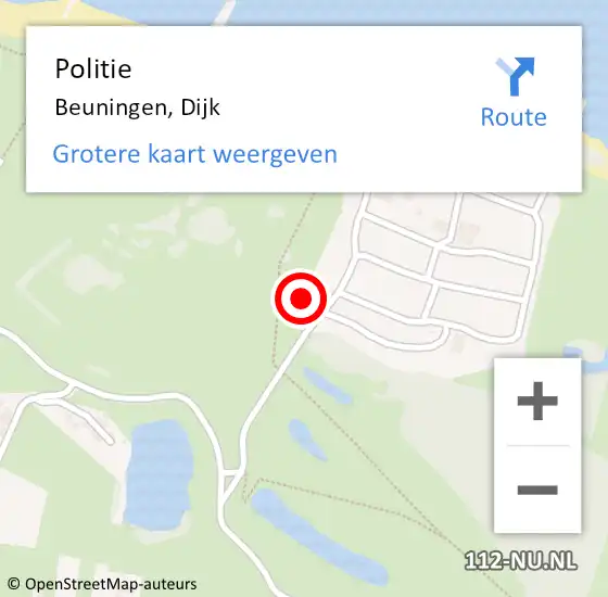 Locatie op kaart van de 112 melding: Politie Beuningen, Dijk op 18 juli 2021 20:52