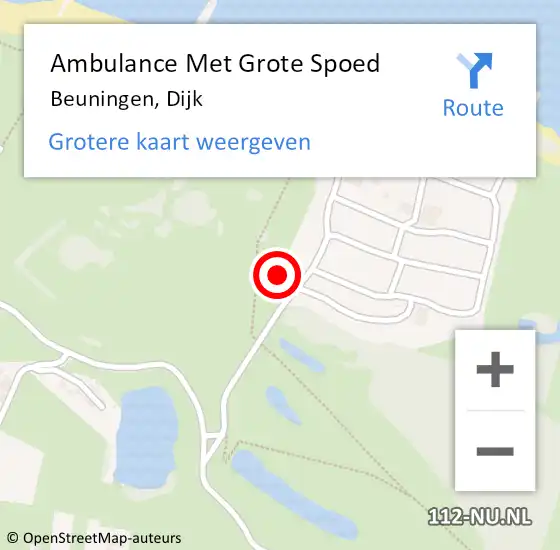 Locatie op kaart van de 112 melding: Ambulance Met Grote Spoed Naar Beuningen, Dijk op 18 juli 2021 20:53