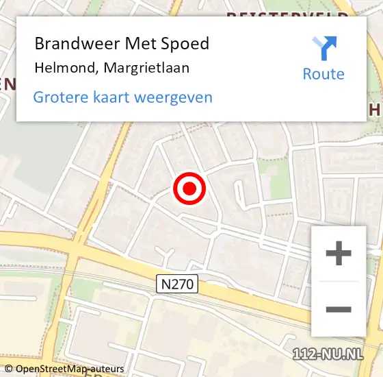 Locatie op kaart van de 112 melding: Brandweer Met Spoed Naar Helmond, Margrietlaan op 18 juli 2021 23:37