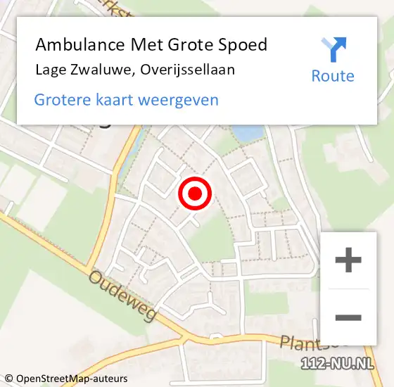 Locatie op kaart van de 112 melding: Ambulance Met Grote Spoed Naar Lage Zwaluwe, Overijssellaan op 8 september 2013 14:52