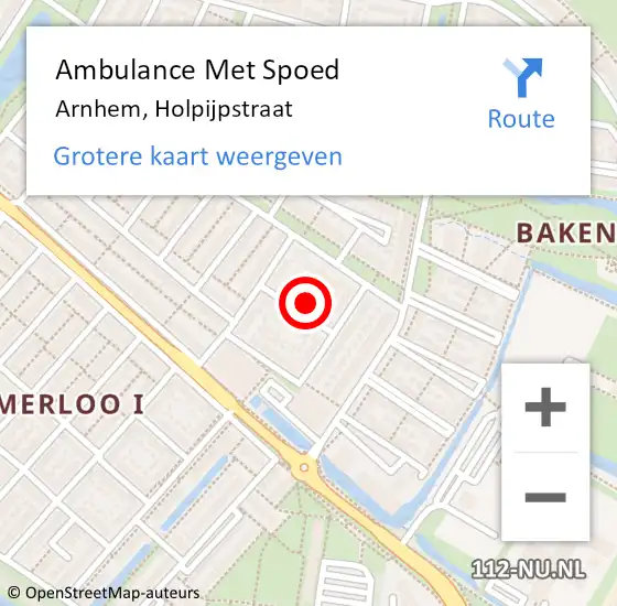 Locatie op kaart van de 112 melding: Ambulance Met Spoed Naar Arnhem, Holpijpstraat op 19 juli 2021 08:08