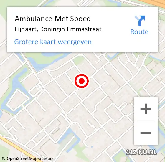 Locatie op kaart van de 112 melding: Ambulance Met Spoed Naar Fijnaart, Koningin Emmastraat op 19 juli 2021 13:16