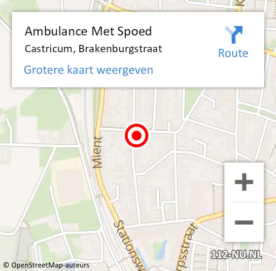 Locatie op kaart van de 112 melding: Ambulance Met Spoed Naar Castricum, Brakenburgstraat op 19 juli 2021 15:27