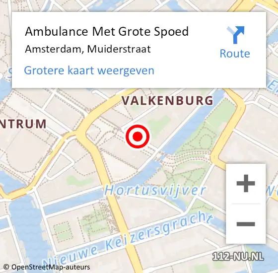 Locatie op kaart van de 112 melding: Ambulance Met Grote Spoed Naar Amsterdam, Muiderstraat op 19 juli 2021 16:05