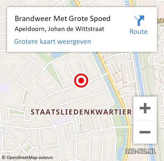 Locatie op kaart van de 112 melding: Brandweer Met Grote Spoed Naar Apeldoorn, Johan de Wittstraat op 19 juli 2021 17:19