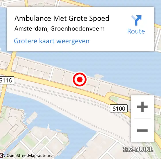 Locatie op kaart van de 112 melding: Ambulance Met Grote Spoed Naar Amsterdam, Groenhoedenveem op 19 juli 2021 17:43