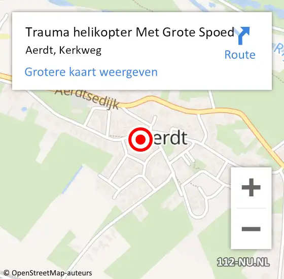 Locatie op kaart van de 112 melding: Trauma helikopter Met Grote Spoed Naar Aerdt, Kerkweg op 19 juli 2021 18:43