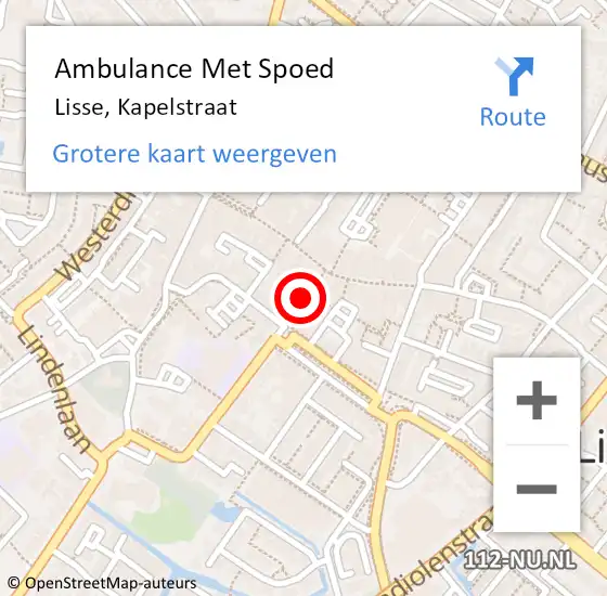 Locatie op kaart van de 112 melding: Ambulance Met Spoed Naar Lisse, Kapelstraat op 19 juli 2021 19:40