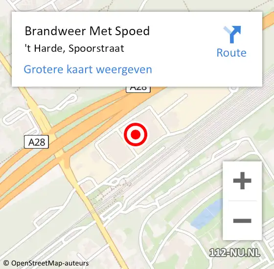 Locatie op kaart van de 112 melding: Brandweer Met Spoed Naar 't Harde, Spoorstraat op 19 juli 2021 22:24