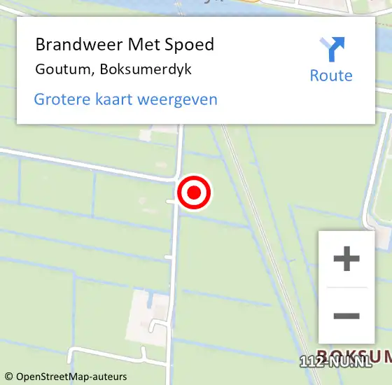 Locatie op kaart van de 112 melding: Brandweer Met Spoed Naar Goutum, Boksumerdyk op 20 juli 2021 00:10