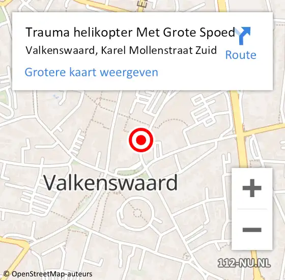 Locatie op kaart van de 112 melding: Trauma helikopter Met Grote Spoed Naar Valkenswaard, Karel Mollenstraat Zuid op 20 juli 2021 00:27