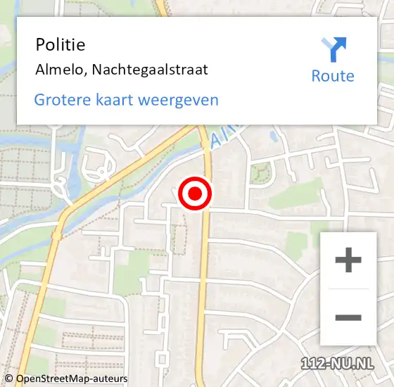 Locatie op kaart van de 112 melding: Politie Almelo, Nachtegaalstraat op 20 juli 2021 06:16