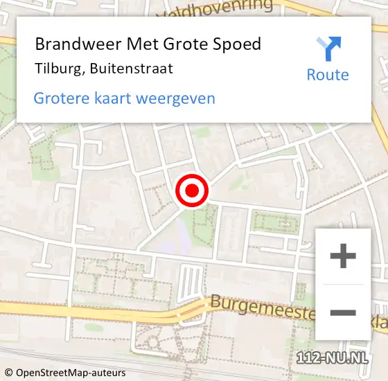 Locatie op kaart van de 112 melding: Brandweer Met Grote Spoed Naar Tilburg, Buitenstraat op 20 juli 2021 09:56