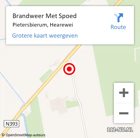 Locatie op kaart van de 112 melding: Brandweer Met Spoed Naar Pietersbierum, Hearewei op 20 juli 2021 10:50
