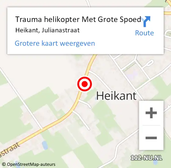 Locatie op kaart van de 112 melding: Trauma helikopter Met Grote Spoed Naar Heikant, Julianastraat op 20 juli 2021 12:19
