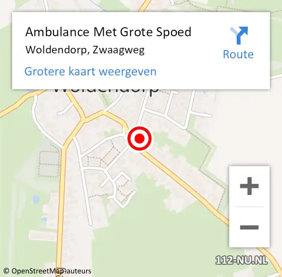 Locatie op kaart van de 112 melding: Ambulance Met Grote Spoed Naar Woldendorp, Zwaagweg op 20 juli 2021 13:07