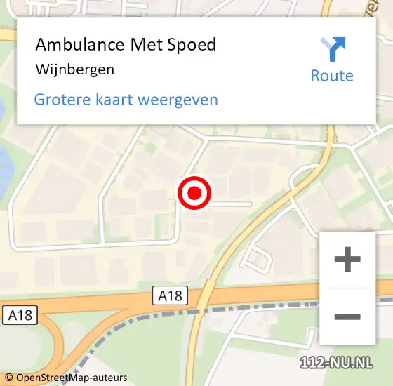 Locatie op kaart van de 112 melding: Ambulance Met Spoed Naar Wijnbergen op 20 juli 2021 14:51