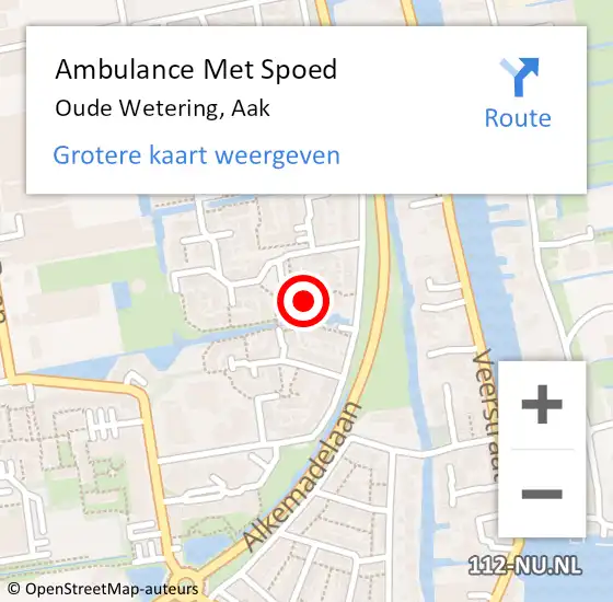 Locatie op kaart van de 112 melding: Ambulance Met Spoed Naar Oude Wetering, Aak op 20 juli 2021 19:26