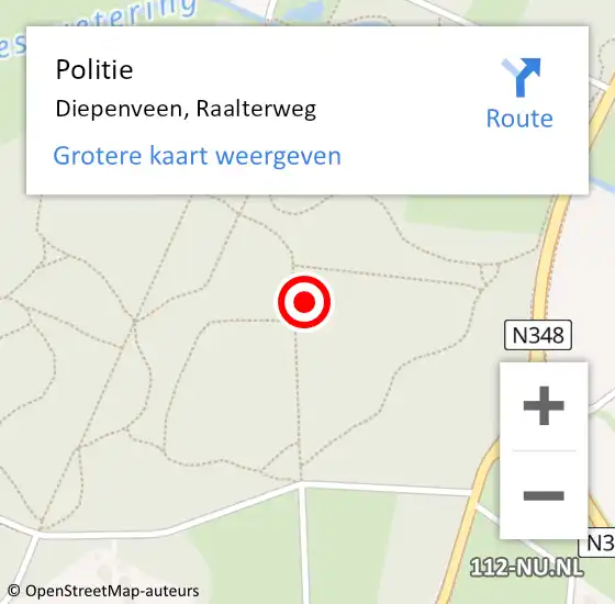 Locatie op kaart van de 112 melding: Politie Diepenveen, Raalterweg op 20 juli 2021 19:38
