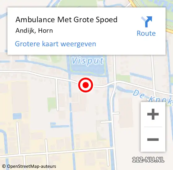 Locatie op kaart van de 112 melding: Ambulance Met Grote Spoed Naar Andijk, Horn op 20 juli 2021 20:11