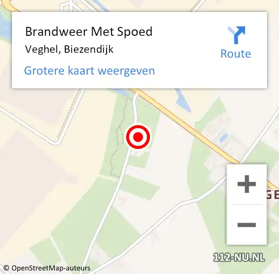 Locatie op kaart van de 112 melding: Brandweer Met Spoed Naar Veghel, Biezendijk op 20 juli 2021 22:25