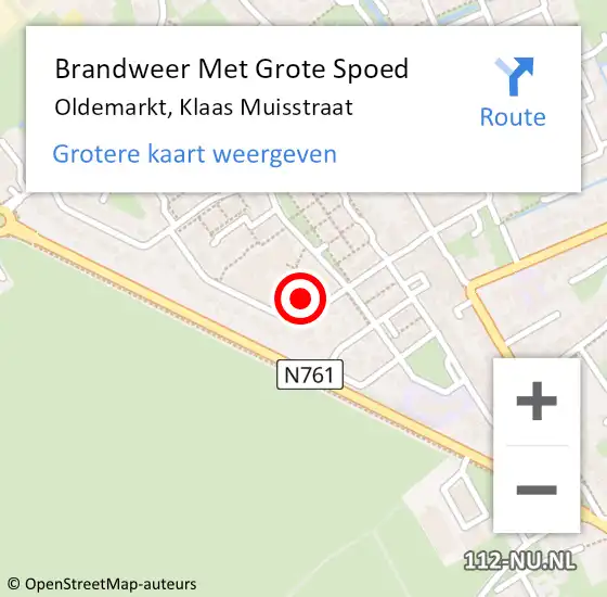 Locatie op kaart van de 112 melding: Brandweer Met Grote Spoed Naar Oldemarkt, Klaas Muisstraat op 21 juli 2021 08:59