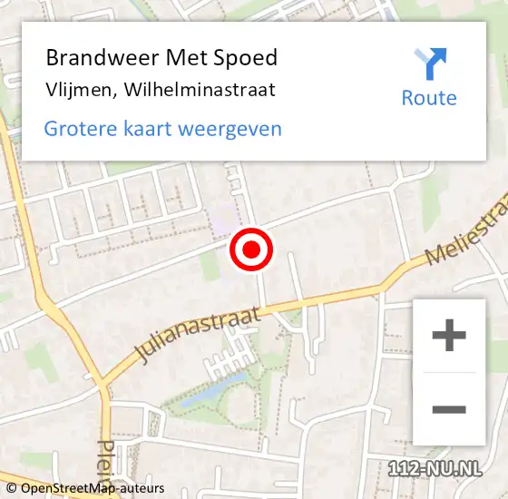 Locatie op kaart van de 112 melding: Brandweer Met Spoed Naar Vlijmen, Wilhelminastraat op 21 juli 2021 09:02