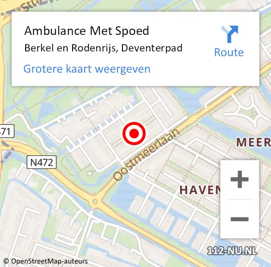 Locatie op kaart van de 112 melding: Ambulance Met Spoed Naar Berkel en Rodenrijs, Deventerpad op 21 juli 2021 09:34