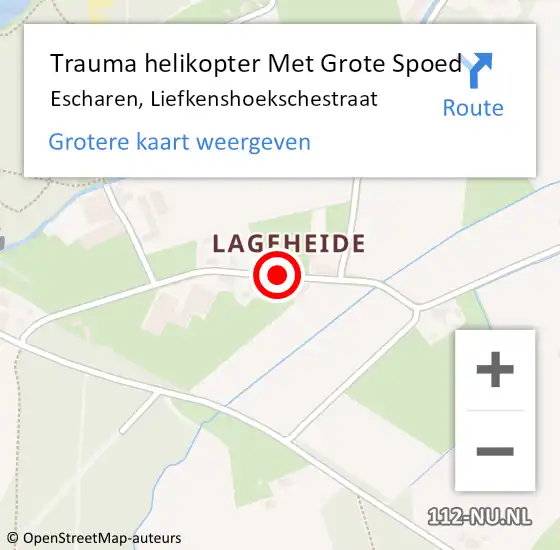 Locatie op kaart van de 112 melding: Trauma helikopter Met Grote Spoed Naar Escharen, Liefkenshoekschestraat op 21 juli 2021 12:17