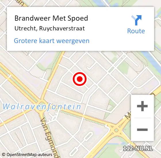 Locatie op kaart van de 112 melding: Brandweer Met Spoed Naar Utrecht, Ruychaverstraat op 17 juni 2014 09:28