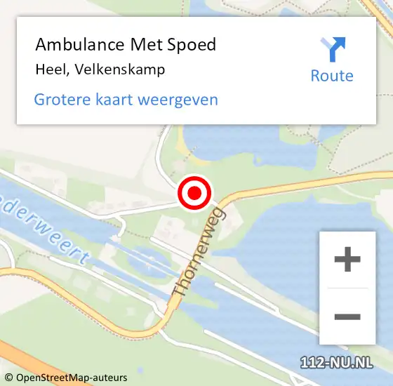 Locatie op kaart van de 112 melding: Ambulance Met Spoed Naar Heel, Velkenskamp op 21 juli 2021 15:17
