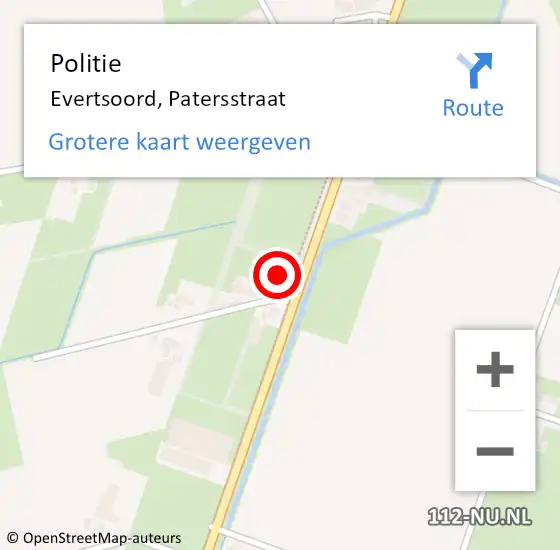Locatie op kaart van de 112 melding: Politie Evertsoord, Patersstraat op 21 juli 2021 20:35