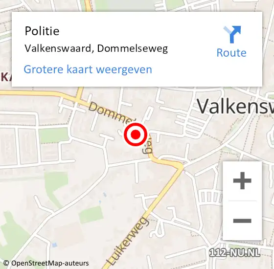 Locatie op kaart van de 112 melding: Politie Valkenswaard, Dommelseweg op 21 juli 2021 20:50