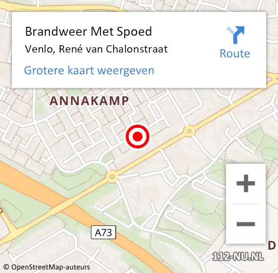 Locatie op kaart van de 112 melding: Brandweer Met Spoed Naar Venlo, René van Chalonstraat op 22 juli 2021 02:19