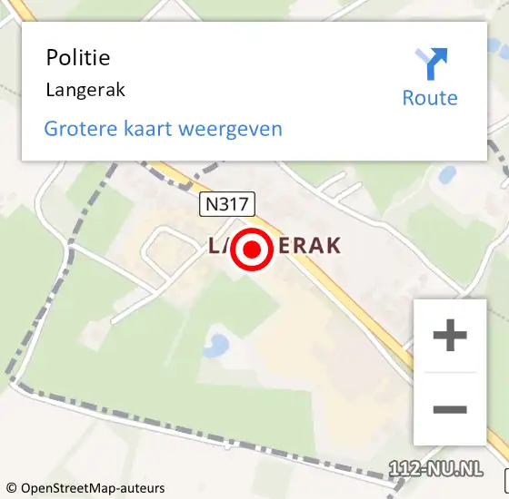 Locatie op kaart van de 112 melding: Politie Langerak op 22 juli 2021 04:05