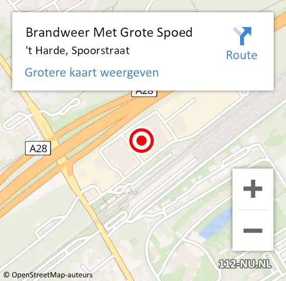 Locatie op kaart van de 112 melding: Brandweer Met Grote Spoed Naar 't Harde, Spoorstraat op 22 juli 2021 09:56