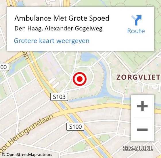 Locatie op kaart van de 112 melding: Ambulance Met Grote Spoed Naar Den Haag, Alexander Gogelweg op 22 juli 2021 11:52