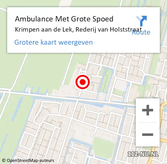 Locatie op kaart van de 112 melding: Ambulance Met Grote Spoed Naar Krimpen aan de Lek, Rederij van Holststraat op 22 juli 2021 20:52
