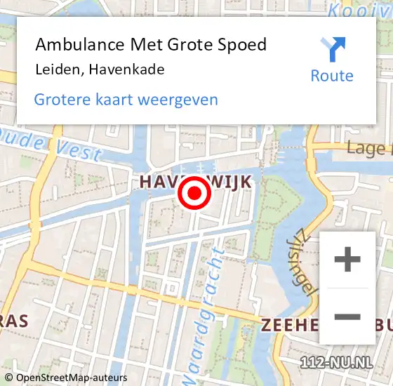 Locatie op kaart van de 112 melding: Ambulance Met Grote Spoed Naar Leiden, Havenkade op 22 juli 2021 23:00