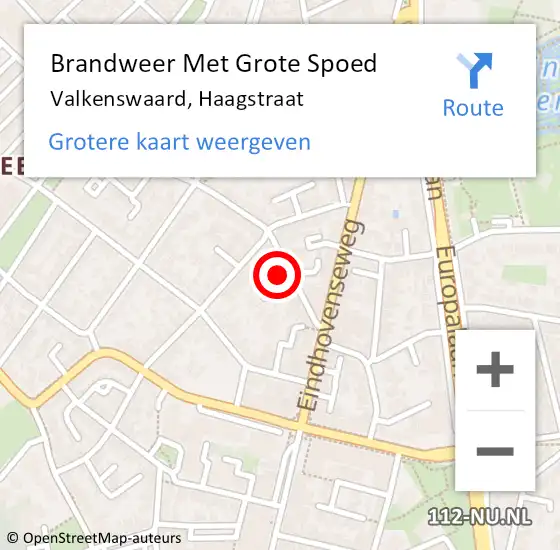 Locatie op kaart van de 112 melding: Brandweer Met Grote Spoed Naar Valkenswaard, Haagstraat op 23 juli 2021 07:25